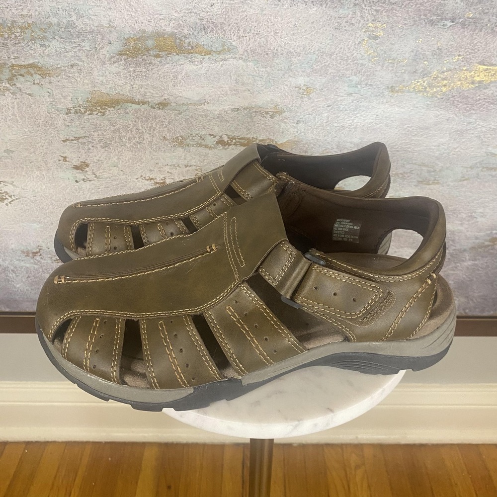 Earth Spirit Gelron Sandals Mens Size 11 Brown Fisherman Slip On Hook & Loop